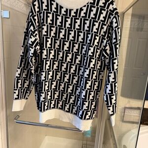 Fendi Black and White Logo Sweater